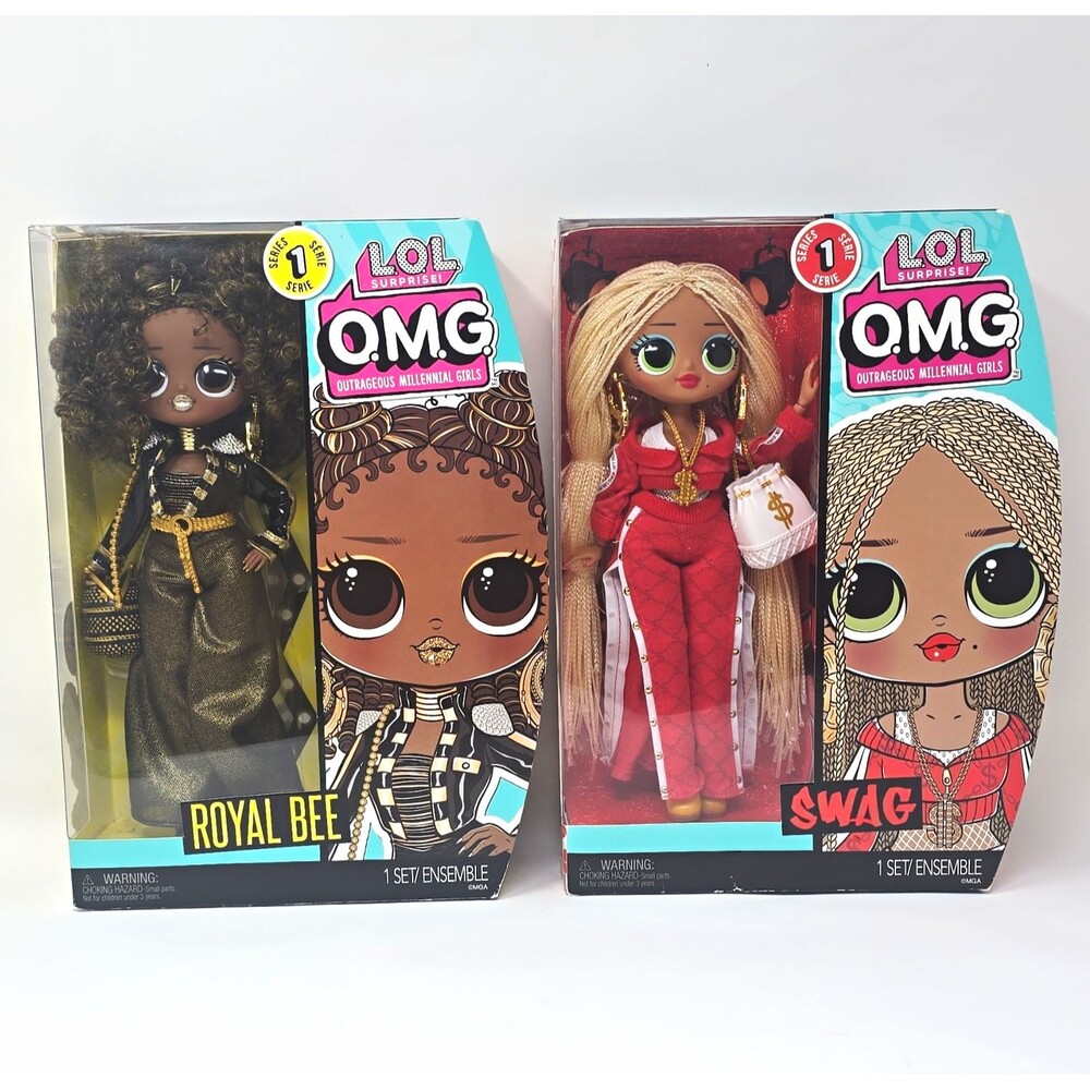 LOL Surprise! OMG. Series 1 Royal Bee & Swag 10in Dolls Lot of 2 NIB